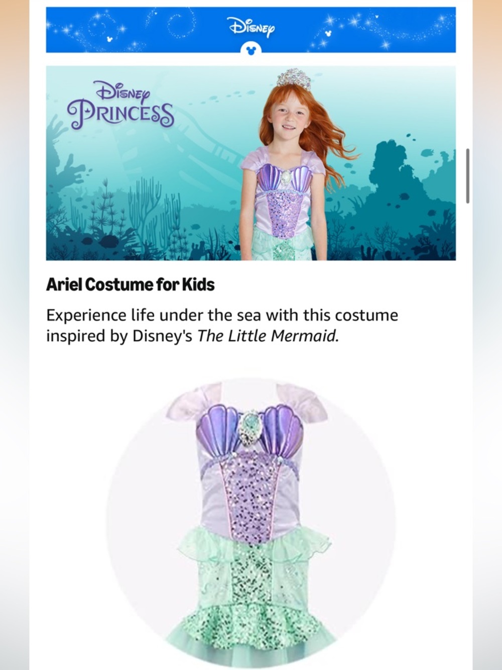 💜💚NWT DISNEY LITTLE PRINCESS LITTLE MERMAID COSTUME SIZE 5T - Picture 8 of 15